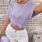 Round Neck Cuffed Sleeve T-Shirt