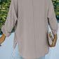 V-Neck Roll-Tab Sleeve Blouse