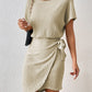 Ribbed Boat Neck Short Sleeve Dress