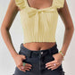 Square Neck Tie Front Knit Top
