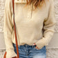 Half Button Dropped Shoulder Ribbed Sweater
