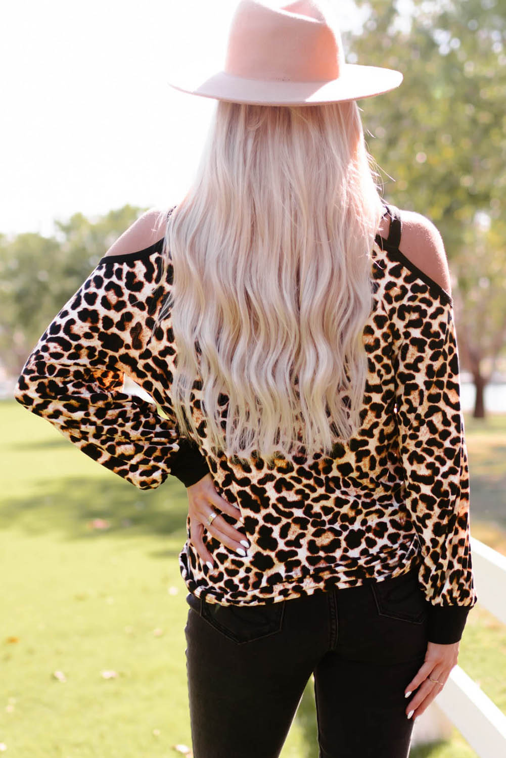 Leopard Cold-Shoulder Top