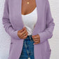 Ribbed Trim Longline Cardigan with Pockets