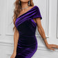 Ruched One-Shoulder Velvet Bodycon Dress