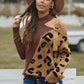 Leopard  Block Turtleneck Sweater