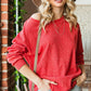 Round Neck Drop Shoulder Slit Tunic Sweatshirt
