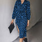 Leopard Print Belted Slit Shirt Dress