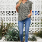 Floral Smocked Ruffle Shoulder Tie Neck Top