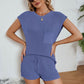 Ribbed Round Neck Pocket Knit Top and Shorts Set