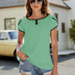 Contrast Trim Petal Sleeve Round Neck Blouse