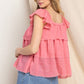 ODDI Full Size Buttoned Ruffled Top