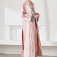 Contrast Lace Trim Satin Night Dress and Robe Set