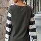 Leopard Striped Round Neck Long Sleeve Tee