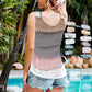 Striped Openwork V-Neck Knit Tank