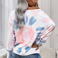 Tie-Dye Boat Neck Batwing Sleeve Tee