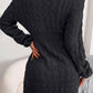 Cable-Knit Long Sleeve Mini Sweater Dress