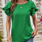 Textured Petal Sleeve Round Neck Tee
