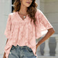 Applique Frill Trim Flutter Sleeve Blouse