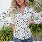 Animal Print Curved Hem Button-Up Shirt