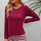 Full Size Striped Faux Layered Long Sleeve Top
