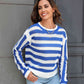 Striped Openwork Round Neck Sweater