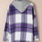 Plaid Button Front Brushed Hooded Jacket