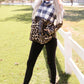 Leopard Plaid Cowl Neck Sweatshirt