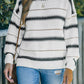 Striped Drop Shoulder Ribbed Cuff Sweater