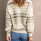 Striped Ribbed V-Neck Drop Shoulder Sweater