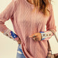 Floral Button Detail Lace Trim Spliced Knit Top