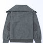 Ribbed Zip Up Statement Collar Jacket