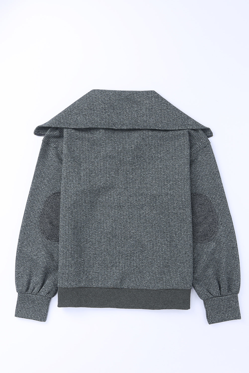 Ribbed Zip Up Statement Collar Jacket