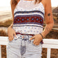 Printed Button-Back Sleeveless Top