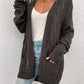 Cable-Knit Open Front Longline Cardigan