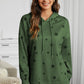 Star Print Drawstring Detail Hoodie