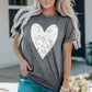 Heart Graphic Cuffed Short Sleeve Tee