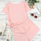 Graphic Tee and Drawstring Shorts Loungewear Set