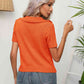 Cable-Knit Johnny Collar Short Sleeve Knit Top