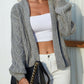 Dropped Shoulder Ribbed Trim Hooded Cardigan
