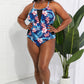 Floral Crisscross Spliced Mesh One-Piece Swimsuit