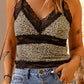 Leopard Lace Trim Plunge Cami