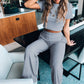 Ribbed Crop T-Shirt and Wide Leg Pants Lounge Set
