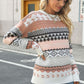 Geometric Dropped Shoulder Round Neck Sweater