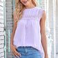 Swiss Dot Spliced Lace Sleeveless Blouse