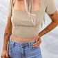 Lace-Up Square Neck Crop Top
