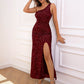 Today Was A Fairytale Sequin One-Shoulder Split Dress