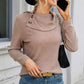 Ribbed Decorative Button Knit Top