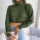Cable-Knit Turtleneck Cropped Sweater