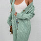 Cable-Knit Button Down Longline Cardigan with Pockets