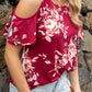 Floral Cold-Shoulder Round Neck Top